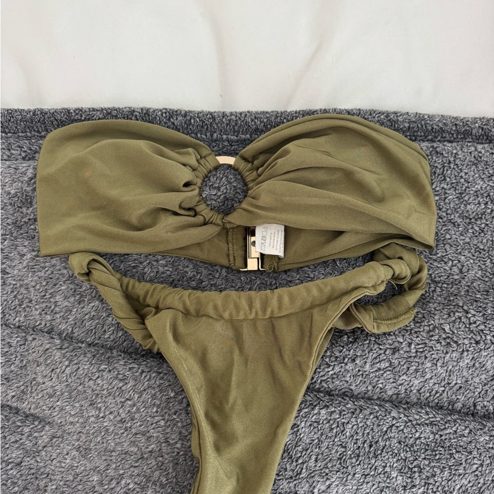 Princess Polly Green Bandeau Bikini Set with O-Ring Detail